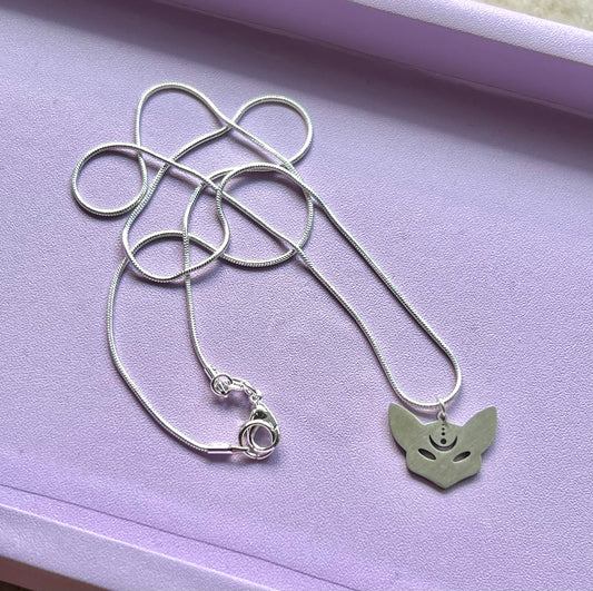 Edelstahl Kette mit Anhänger Kitsune Shinju Silber