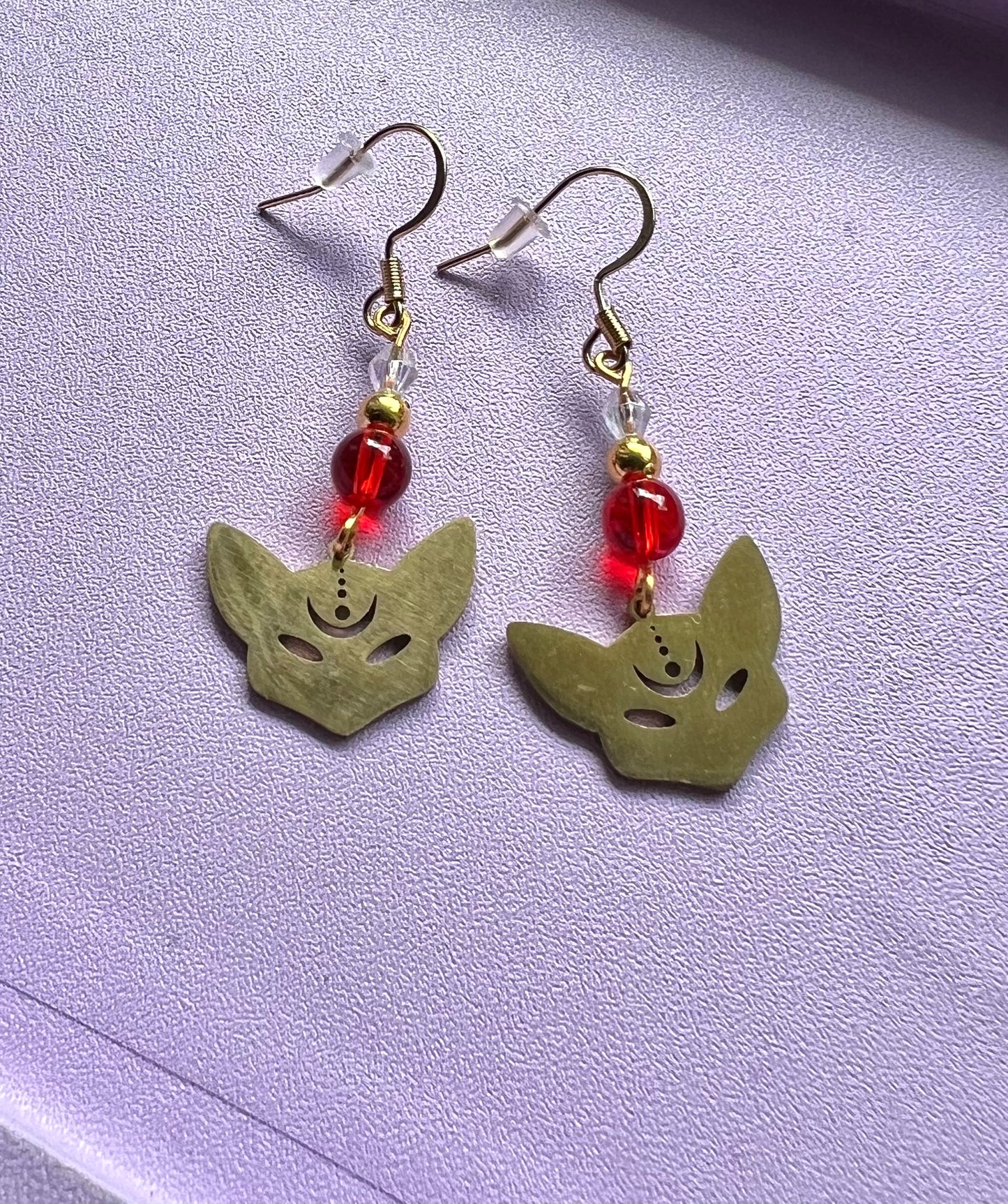 Edelstahl Ohrringe Kitsune Shinju Rote Glas Perle