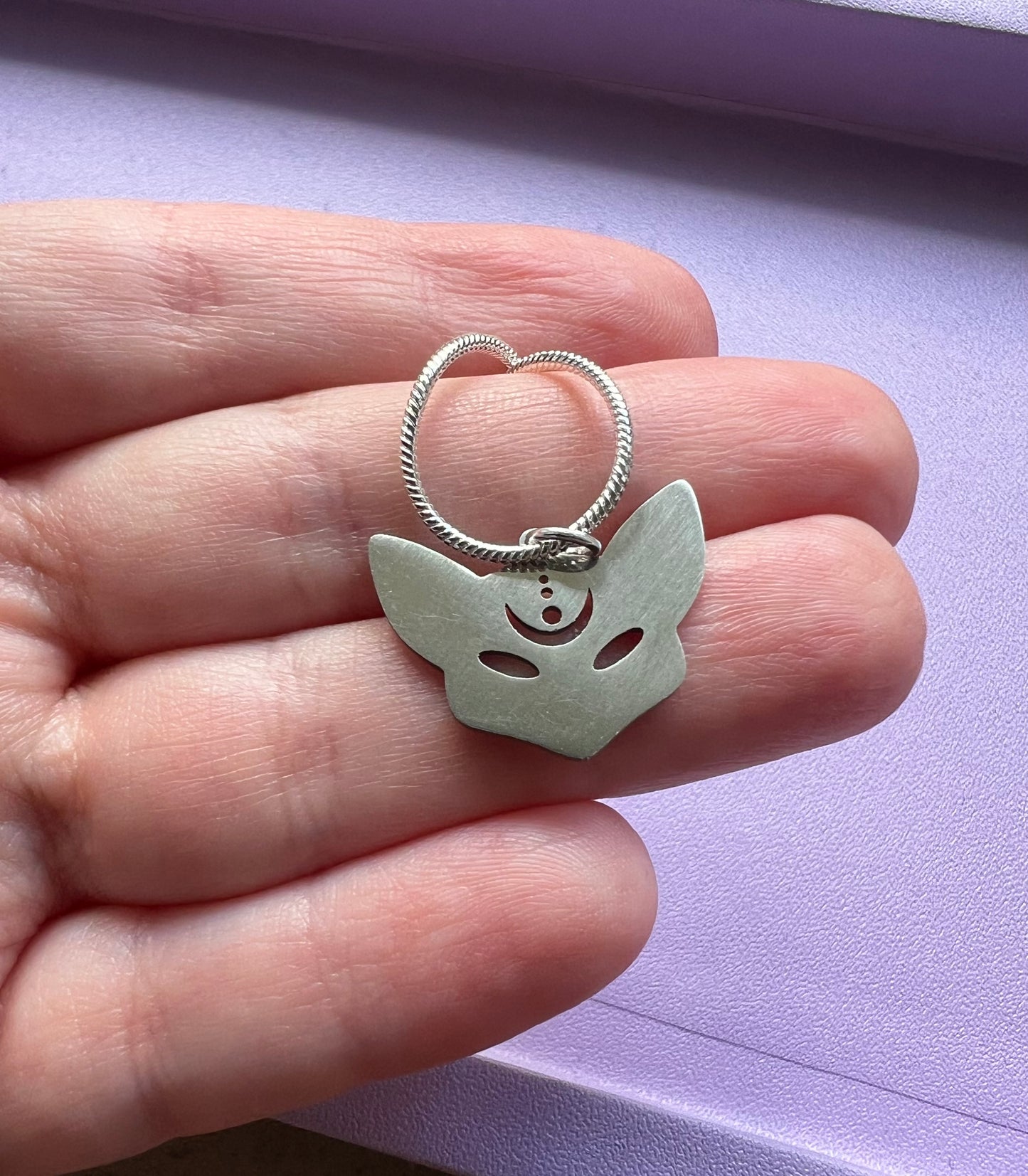 Edelstahl Kette mit Anhänger Kitsune Shinju Silber