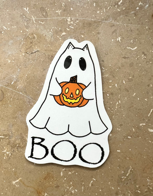 Sticker Halloween Gespenst Katze Boo