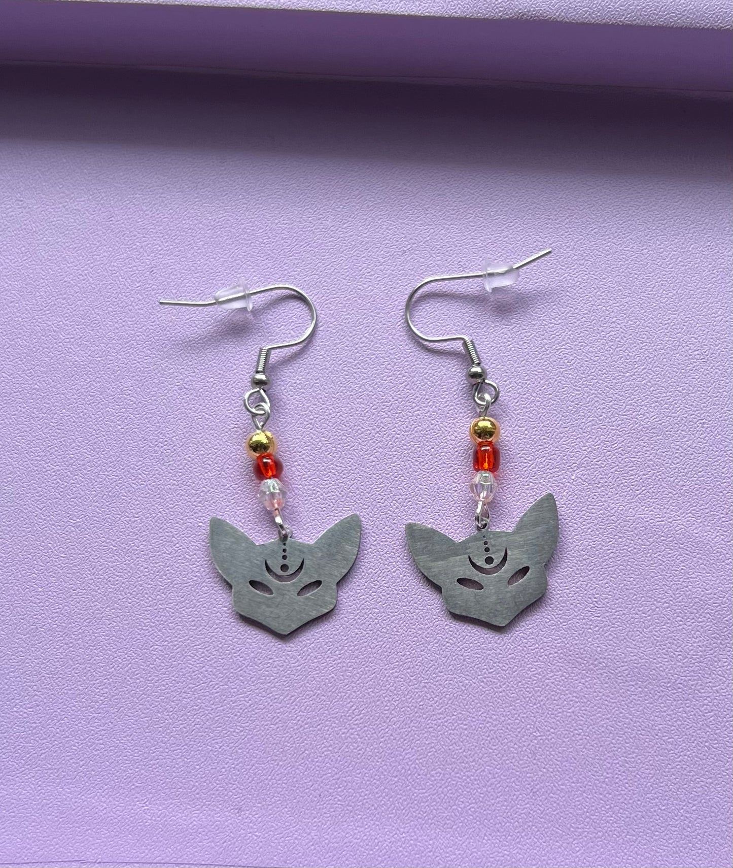 Edelstahl Ohrringe Kitsune Shinju Silber