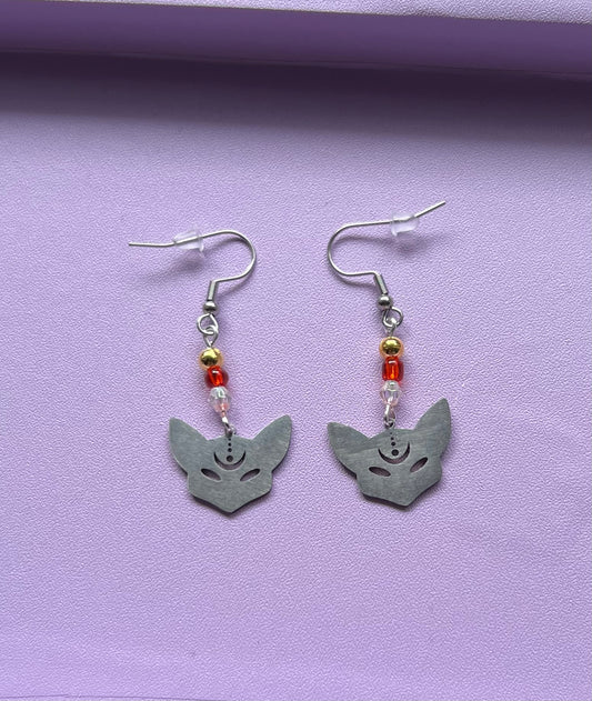 Edelstahl Ohrringe Kitsune Shinju Silber