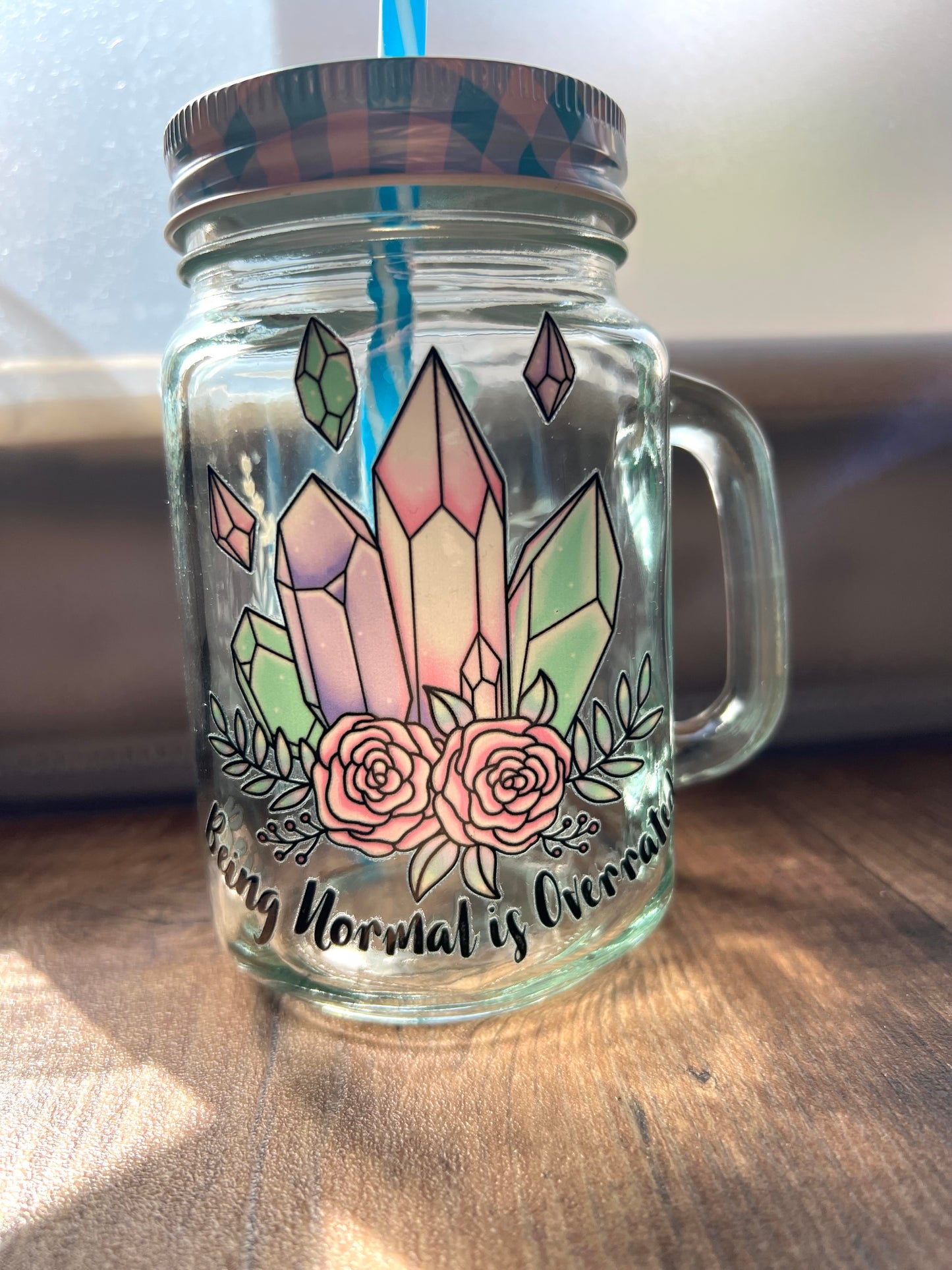 Nachhaltiges Trinkglas 450ml mit Mehrweg-Strohhalm & Witchy Sticker