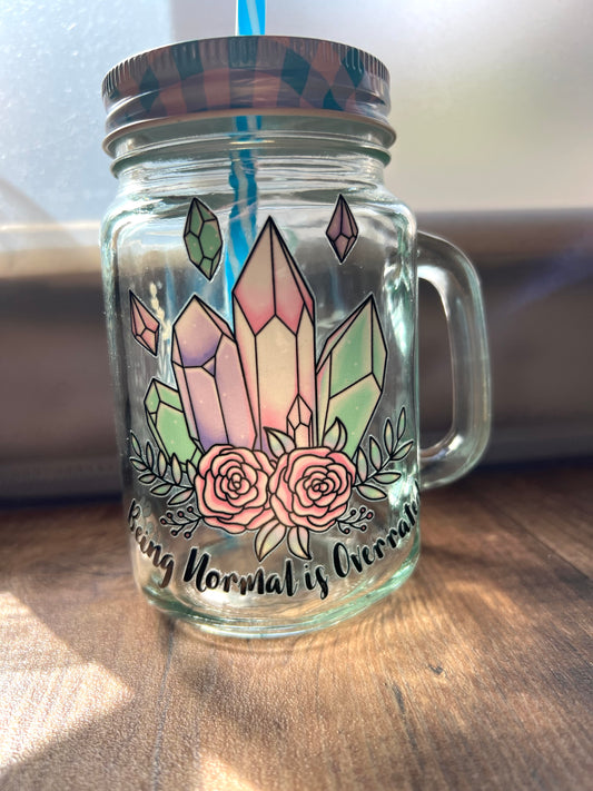 Nachhaltiges Trinkglas 450ml mit Mehrweg-Strohhalm & Witchy Sticker