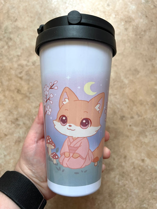 Reisebecher Edelstahl Fuchs unterm Mond