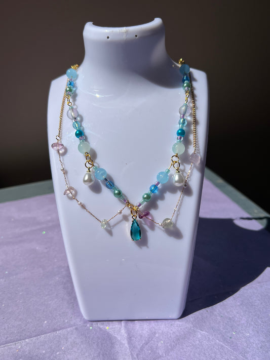 Mermaidcore-Kette „Seaglass Soul“ – mit Perlen & Glas Anhänger