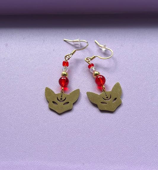 Edelstahl Ohrringe Kitsune Shinju Glas und Kunststoff Perlen