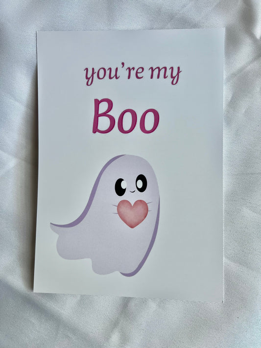 Postkarte – „You’re my boo“ mit süßem Gespenst DIN A5